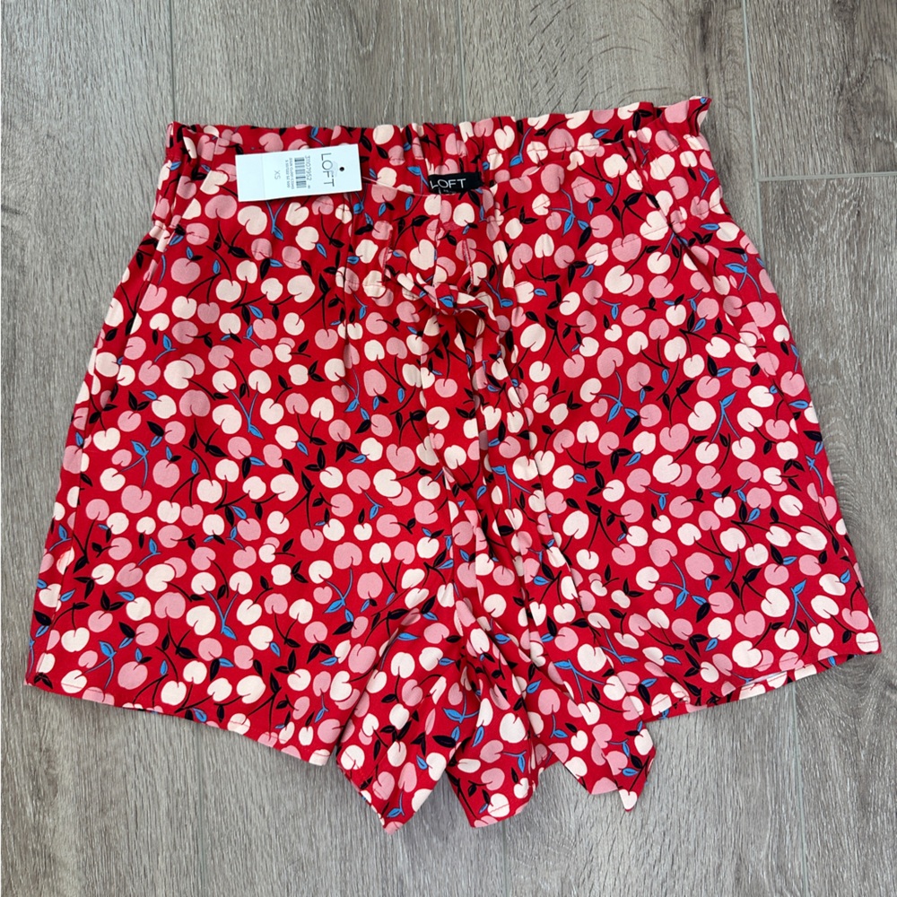 LOFT High Waist Red and Pink Shorts